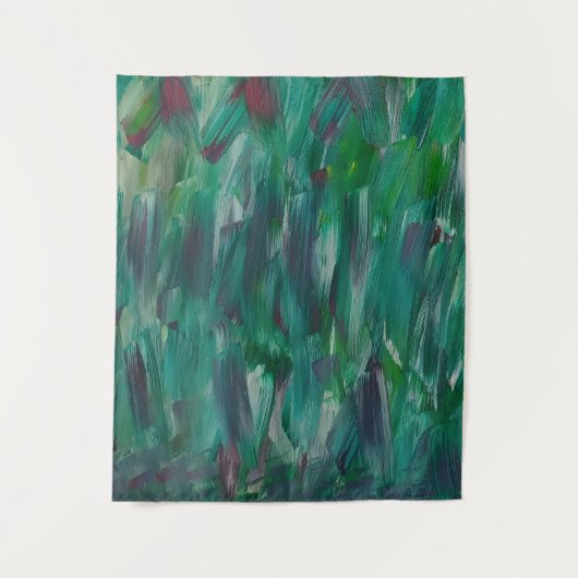 Hidden Green Red White Colorful Abstract Art Wandkleed (Voorkant)