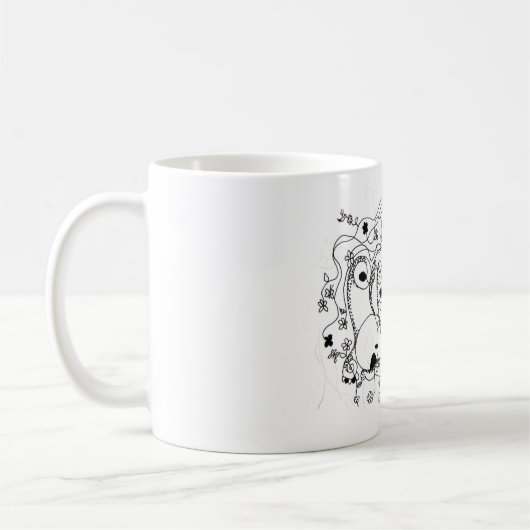 Hidden in the garden. - Ink drawing Koffiemok (Links)