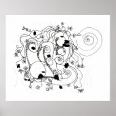 Hidden in the garden. - Ink drawing Poster (Voorkant)