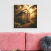 Hidden Jungle Glasshouse Bathed in Golden Light Canvas Afdruk (Insitu (Woonkamer))