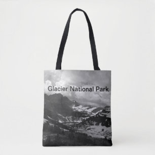 Hidden Lake Glacier Black en White Photo Tote Bag