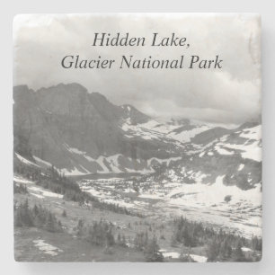 Hidden Lake Glacier National Park Monochrome foto Stenen Onderzetter
