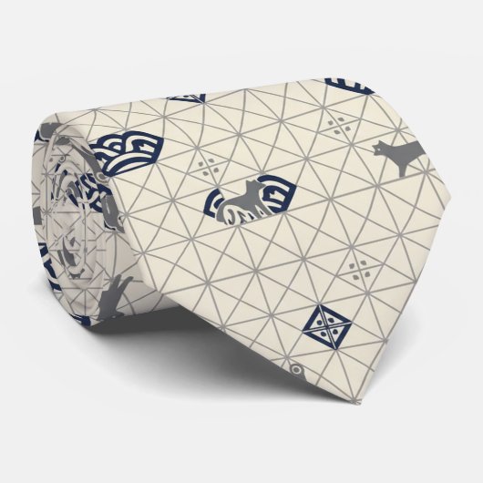 Hidden Shiba Inu Kamon Design Stropdas (Opgerold)