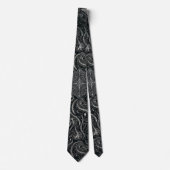 Hidden Skull & Spine Paisley | Silver Black Gothic Stropdas (Voorkant)