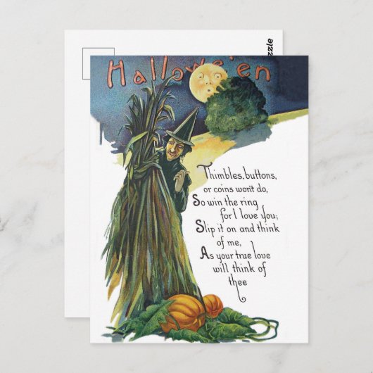 Hidende heks met Halloween Poem Briefkaart (Voorkant / Achterkant)
