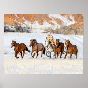Hideout Horse Ranch, paardenknecht en paarden Poster