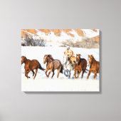 Hideout Horse Ranch, Wrangler en Horses Canvas Afdruk (Voorkant)