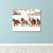 Hideout Horse Ranch, Wrangler en Horses Canvas Afdruk (Insitu (Houten vloer))