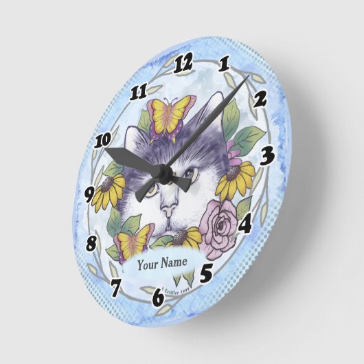 Hiding Cat Clock Ronde Klok (Hoek)