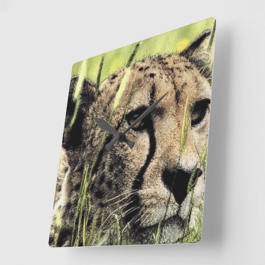 Hiding Cheetah Vierkante Klok (Hoek)