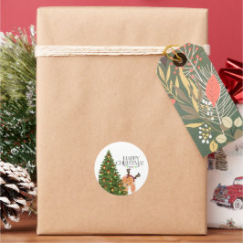 Hiding Dog Christmas Ronde Sticker