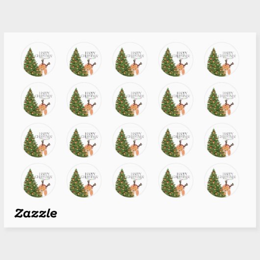 Hiding Dog Christmas Ronde Sticker (Vel)
