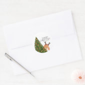 Hiding Dog Christmas Ronde Sticker (Envelop)