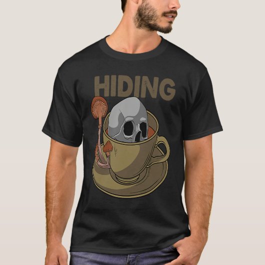 Hiding Goth Tea Coffee Cup Skull Head Mushroom Cof T-shirt (Voorkant)