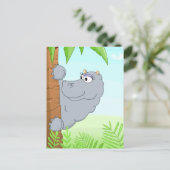 Hiding hippo briefkaart (Staand voorkant)