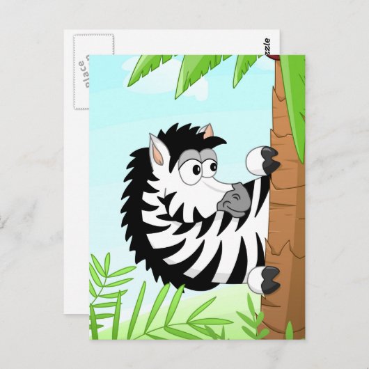 Hiding zebra briefkaart (Voorkant / Achterkant)