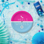 Hiel of Wielen |Roze en Blauw geslacht onthullen Papieren Bordje (Feest)