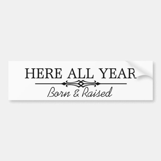 Hier al jaar bumpersticker (Voorkant)