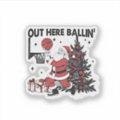 Hier ballen basketball sport Kerstmis Sticker (Voorkant)