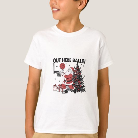 Hier ballen basketball sport Kerstmis T-shirt (Voorkant)