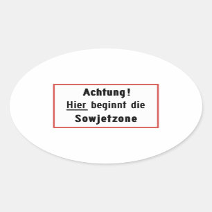 Hier begin t die Sowjetzone, Duitsland Sign Ovale Sticker