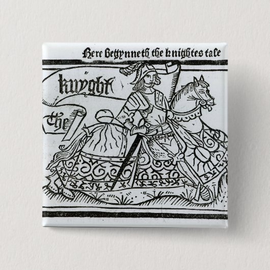 "Hier Begynneth the Knightes Tale" Vierkante Button 5,1 Cm (Voorkant)