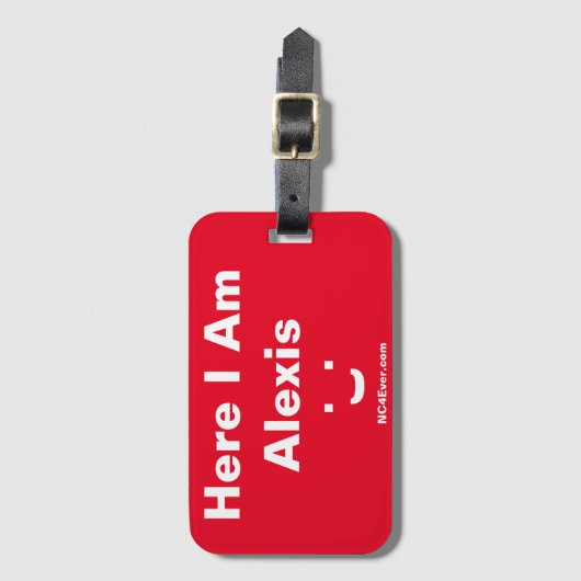 Hier ben ik Alexis Red Smile Bagagelabel (Voorkant (verticaal))