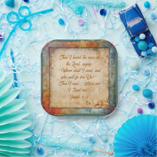 Hier ben ik, Heer - Rustic Party Square Papieren Bordje (Feest)