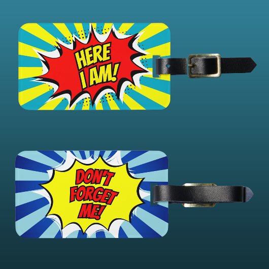 Hier ben ik niet te vergeten me comic Bagagelabel