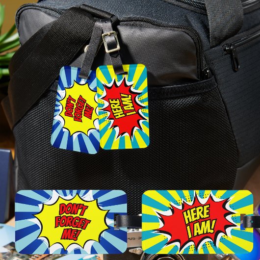 Hier ben ik niet te vergeten me comic Bagagelabel