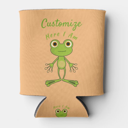 Hier ben ik schattige kikker Thunder_Cove Blikjeskoeler (Voorkant)