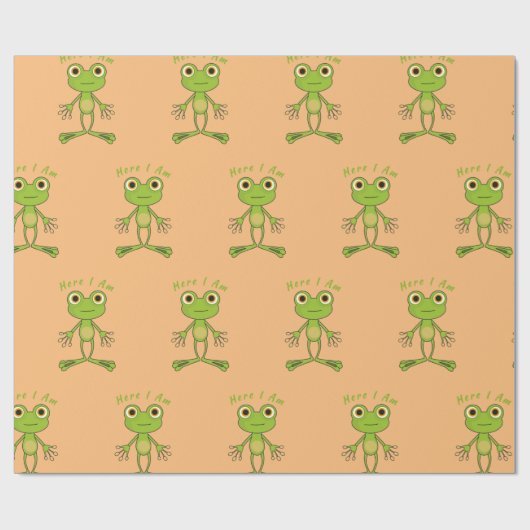 Hier ben ik schattige kikker Thunder_Cove  Cadeaupapier (Vlak)