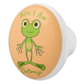 Hier ben ik schattige kikker Thunder_Cove Keramische Knop (Rechts)