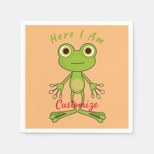 Hier ben ik schattige kikker Thunder_Cove Servet (Voorkant)