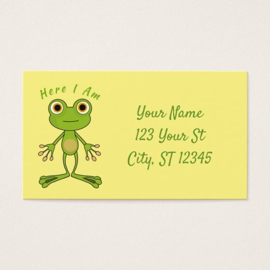 Hier ben ik schattige kikker Thunder_Cove Visitekaartje (Voorkant)