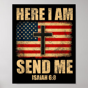 Hier Ben Ik Stuur Mij Jesaja 6_8 Amerikaanse Vlag Poster