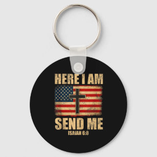 Hier Ben Ik Stuur Mij Jesaja 6_8 Amerikaanse Vlag Sleutelhanger