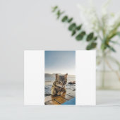 "Hier ben ik" zegt de kat Briefkaart (Staand voorkant)
