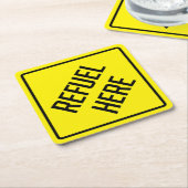 Hier bijtanken papieren Onderzetter (Schuin)