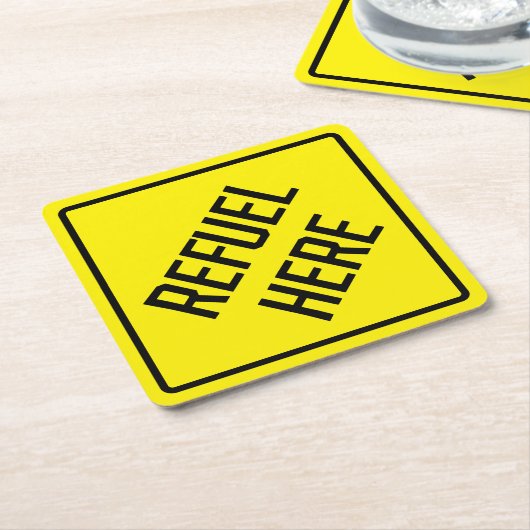 Hier bijtanken papieren Onderzetter (Schuin)