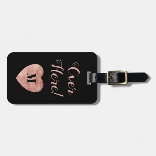 Hier boven Roos Gold en Black Heart Bagagelabel (Voorkant horizontaal)