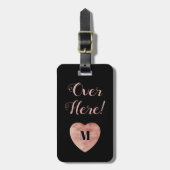 Hier boven Roos Gold en Black Heart Bagagelabel (Voorkant verticaal)