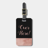 Hier boven Roos Gold en zwart faux Bagagelabel (Voorkant verticaal)