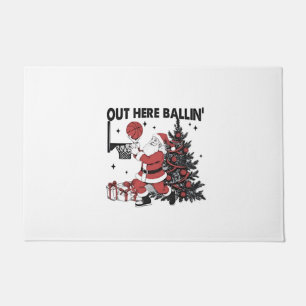 Hier Buiten Bal Basketball Sport Kerstmis Deurmat