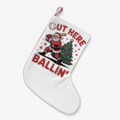 Hier buiten Ballin' Santa spelen Baseball Kerstmis Kleine Kerstsok (Voorkant (Hangend))
