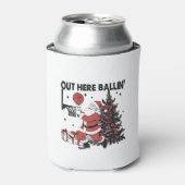 Hier buiten Balling Basketbal Sport Kerstmis Blikjeskoeler (Blikje Voorkant)