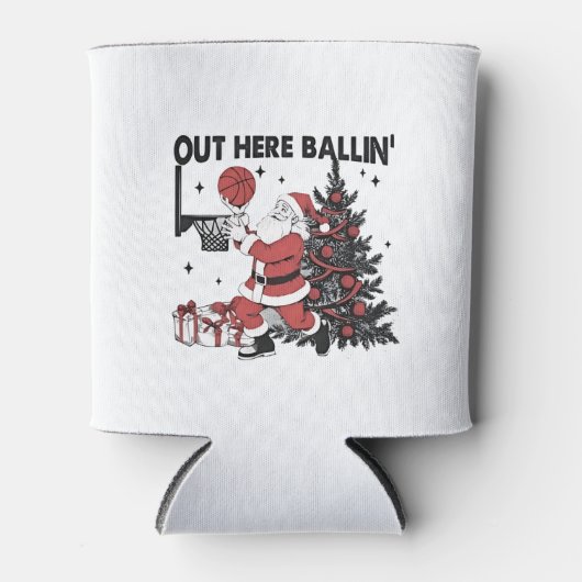 Hier buiten Balling Basketbal Sport Kerstmis Blikjeskoeler (Voorkant)