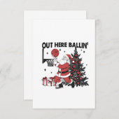 Hier buiten Balling Basketbal Sport Kerstmis Kaart (Voorkant / Achterkant)