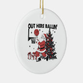 Hier buiten Balling Basketbal Sport Kerstmis Keramisch Ornament (Rechts)