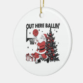 Hier buiten Balling Basketbal Sport Kerstmis Keramisch Ornament (Links)
